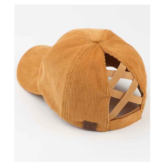 CC Criss Cross High Pony Corduroy Ball Cap - Picture 1 of 11